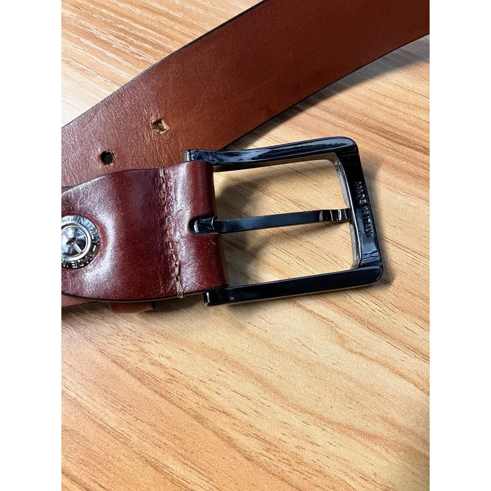 Bosca Mens Brown Full Grain Hand Stained Leather Belt Made in Italy 40 Inch